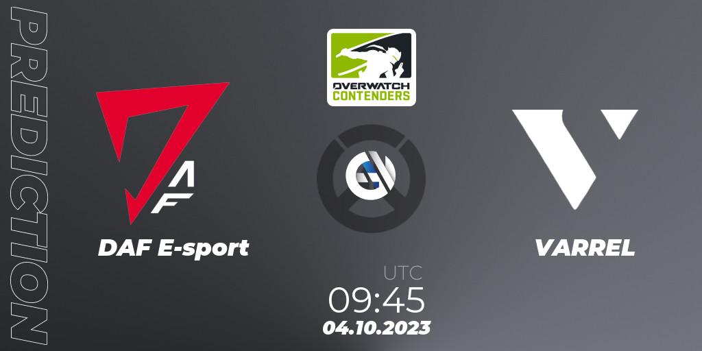 DAF E-sport vs VARREL: Match Prediction. 04.10.2023 at 09:45, Overwatch, Overwatch Contenders 2023 Fall Series: Asia Pacific