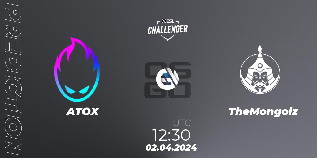 ATOX vs TheMongolz: Match Prediction. 02.04.2024 at 12:30, Counter-Strike (CS2), ESL Challenger #57: Asian Closed Qualifier