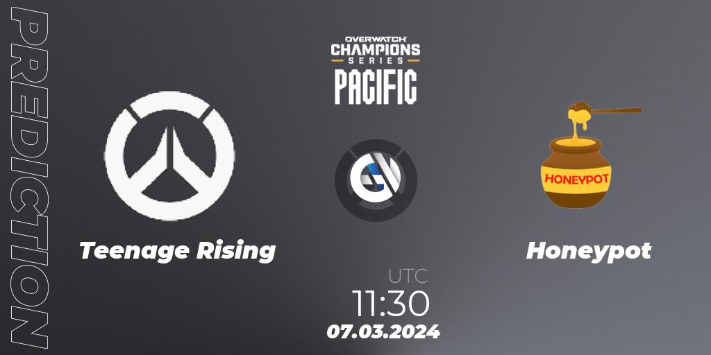 Teenage Rising vs Honeypot: Match Prediction. 07.03.2024 at 11:30, Overwatch, Overwatch Champions Series 2024 - Stage 1 Pacific