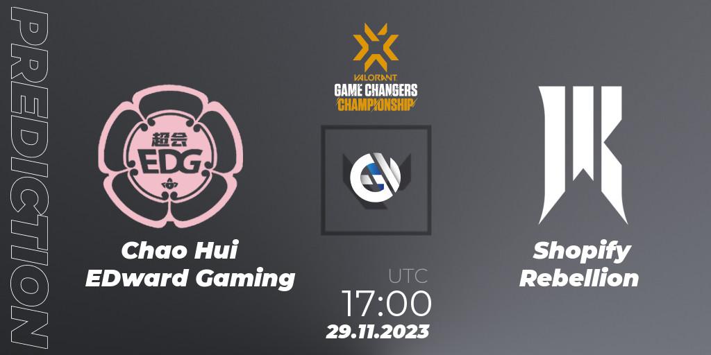 Chao Hui EDward Gaming vs Shopify Rebellion: Match Prediction. 29.11.2023 at 17:15, VALORANT, VCT 2023: Game Changers Championship