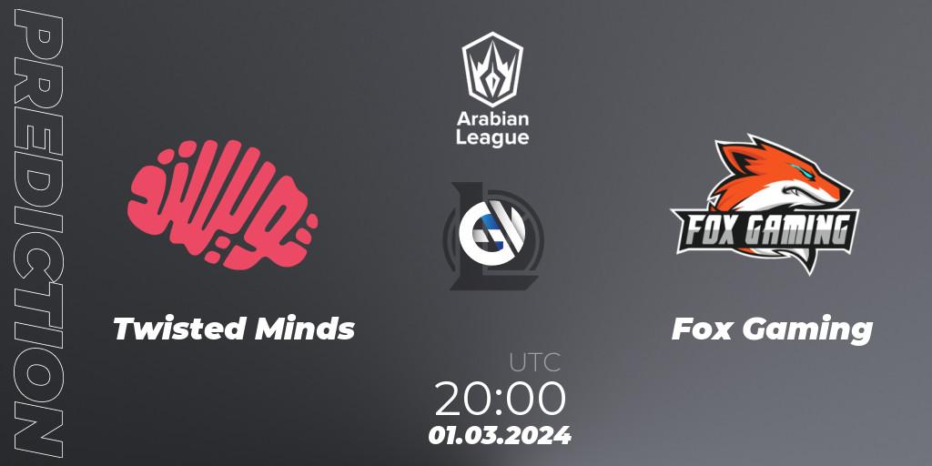 Twisted Minds vs Fox Gaming: Match Prediction. 01.03.24, LoL, Arabian League Spring 2024