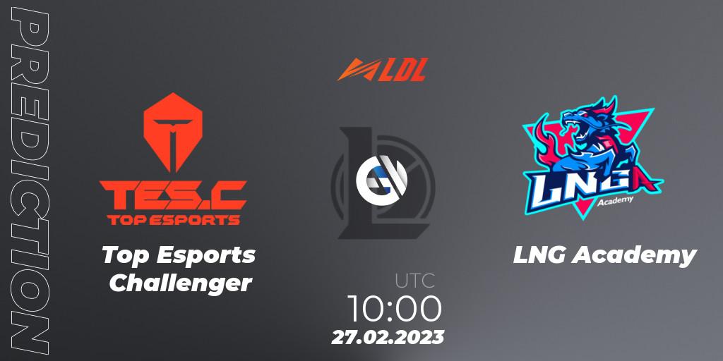 Top Esports Challenger vs LNG Academy: Match Prediction. 27.02.2023 at 10:00, LoL, LDL 2023 - Regular Season
