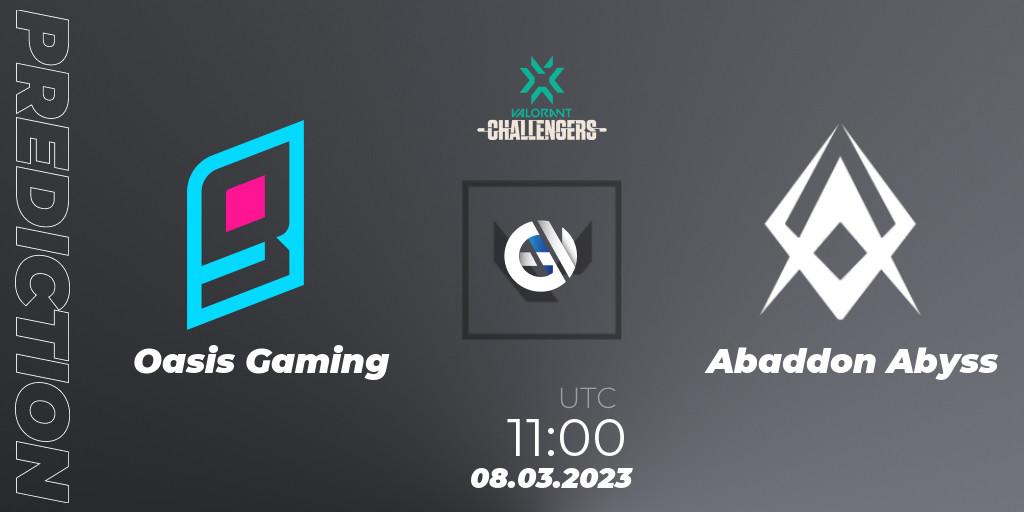 Oasis Gaming vs Abaddon Abyss: Match Prediction. 08.03.23, VALORANT, VALORANT Challengers 2023: Philippines Split 1