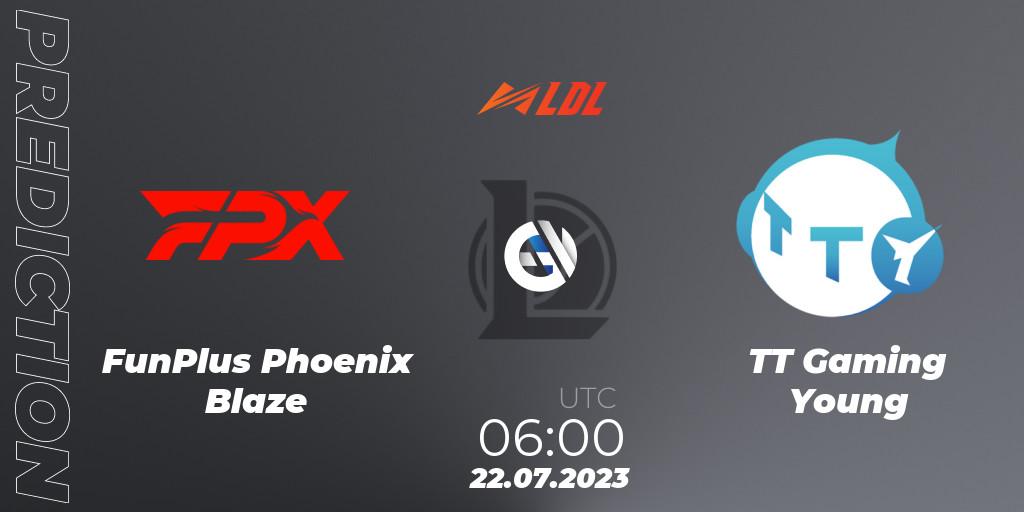 FunPlus Phoenix Blaze vs TT Gaming Young: Match Prediction. 22.07.2023 at 06:00, LoL, LDL 2023 - Playoffs