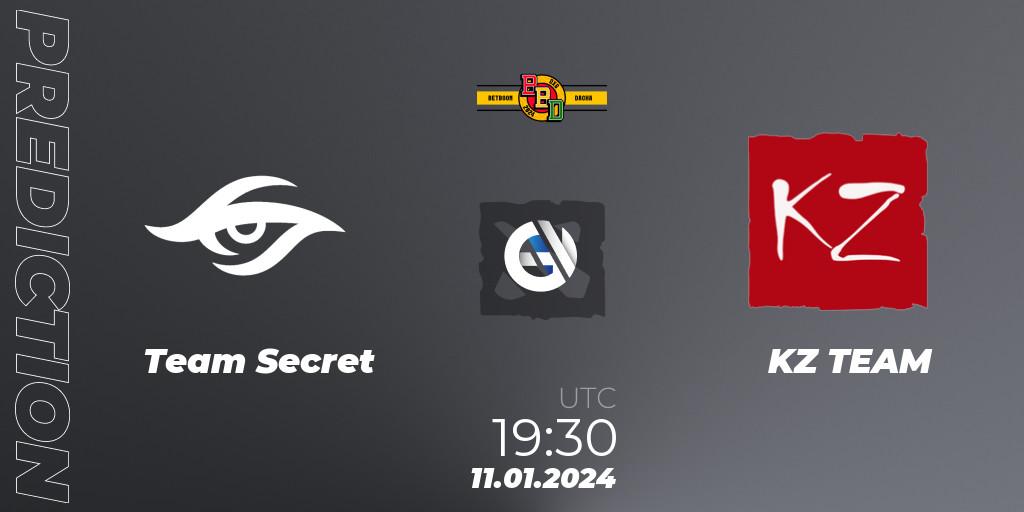 Team Secret vs KZ TEAM: Match Prediction. 11.01.2024 at 19:30, Dota 2, BetBoom Dacha Dubai 2024: WEU Closed Qualifier