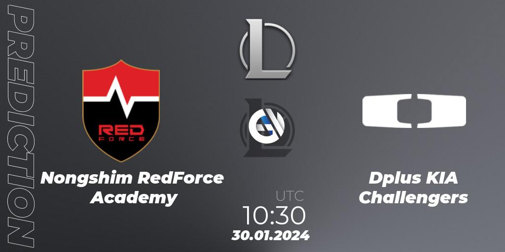 Nongshim RedForce Academy vs Dplus KIA Challengers: Match Prediction. 30.01.2024 at 10:30, LoL, LCK Challengers League 2024 Spring - Group Stage