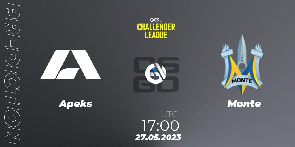 Apeks vs Monte: Match Prediction. 27.05.2023 at 17:00, Counter-Strike (CS2), ESL Challenger League Season 45: Europe
