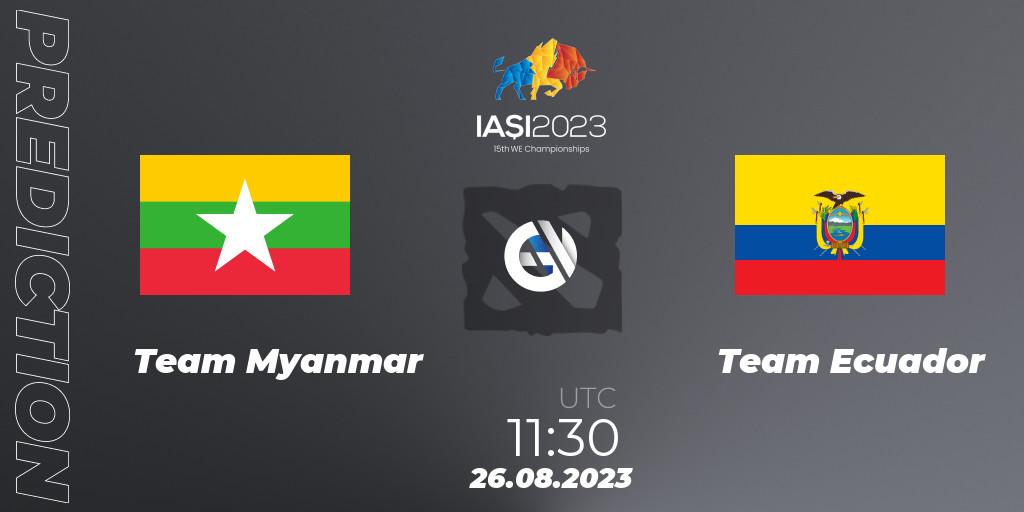 Team Myanmar vs Team Ecuador: Match Prediction. 26.08.23, Dota 2, IESF World Championship 2023