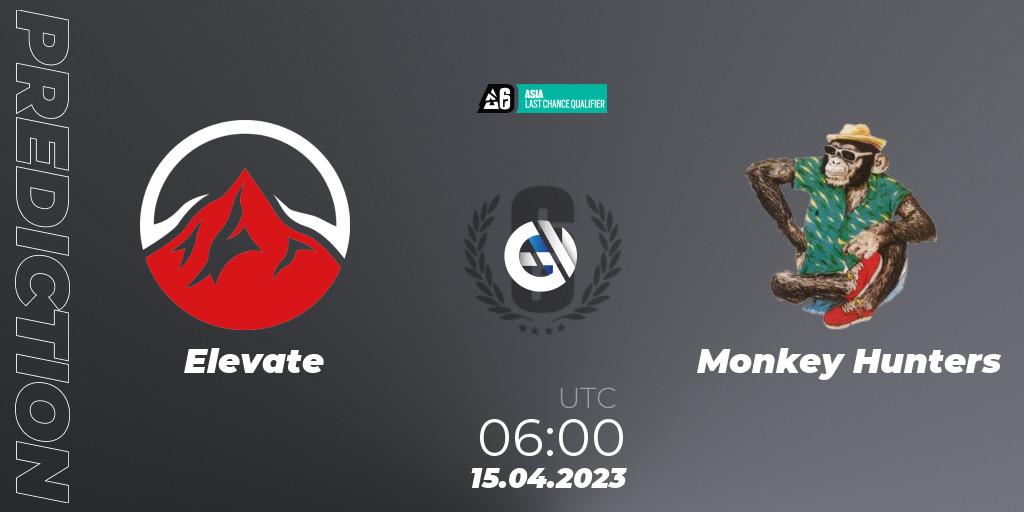 Elevate vs Monkey Hunters: Match Prediction. 15.04.23, Rainbow Six, Asia League 2023 - Stage 1 - Last Chance Qualifiers