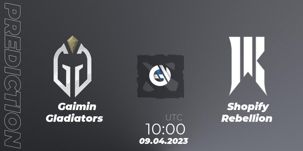 Gaimin Gladiators vs Shopify Rebellion: Match Prediction. 09.04.2023 at 10:26, Dota 2, DreamLeague Season 19 - Group Stage 1