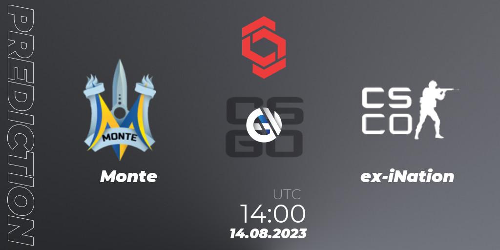 Monte vs ex-iNation: Match Prediction. 14.08.2023 at 15:10, Counter-Strike (CS2), CCT Central Europe Series #7