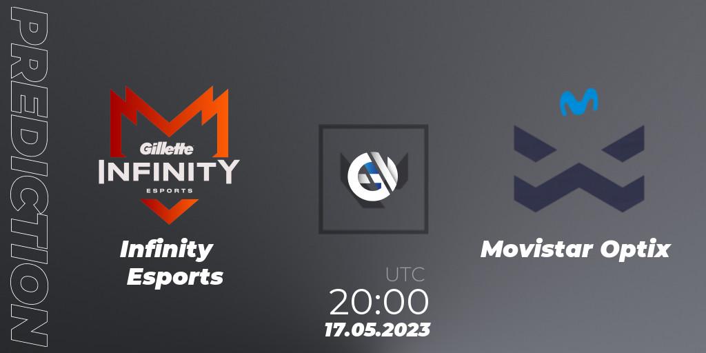Infinity Esports vs Movistar Optix: Match Prediction. 17.05.2023 at 17:00, VALORANT, VALORANT Challengers 2023: LAS Split 2 - Regular Season