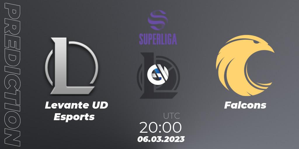 Levante UD Esports vs Falcons: Match Prediction. 06.03.2023 at 20:00, LoL, LVP Superliga 2nd Division Spring 2023 - Group Stage