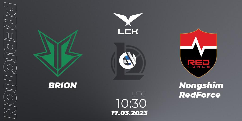 BRION vs Nongshim RedForce: Match Prediction. 17.03.2023 at 10:30, LoL, LCK Spring 2023 - Group Stage