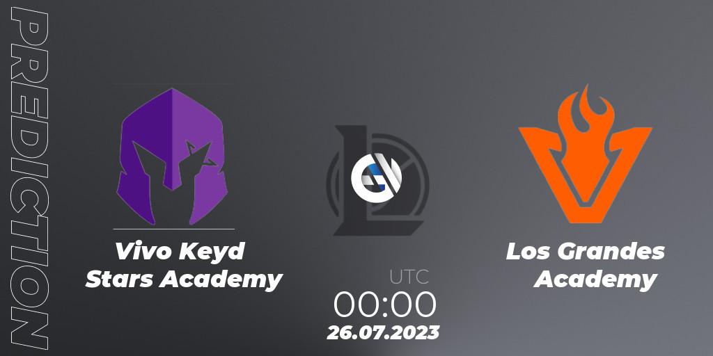 Vivo Keyd Stars Academy vs Los Grandes Academy: Match Prediction. 26.07.2023 at 00:00, LoL, CBLOL Academy Split 2 2023 - Group Stage