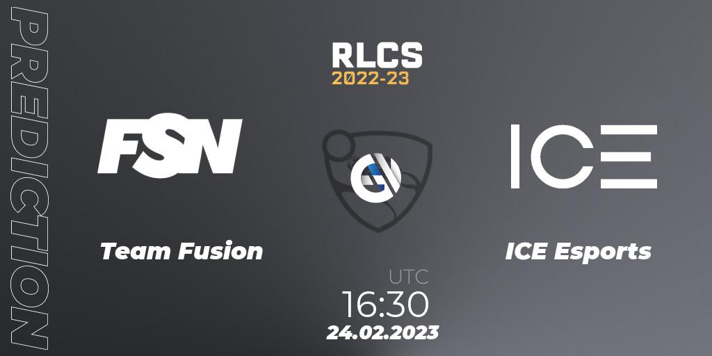 Team Fusion vs ICE Esports: Match Prediction. 24.02.2023 at 16:30, Rocket League, RLCS 2022-23 - Winter: Sub-Saharan Africa Regional 3 - Winter Invitational