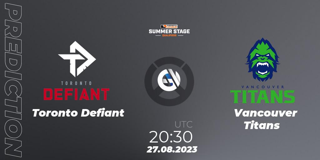 Toronto Defiant vs Vancouver Titans: Match Prediction. 27.08.2023 at 20:30, Overwatch, Overwatch League 2023 - Summer Stage Qualifiers