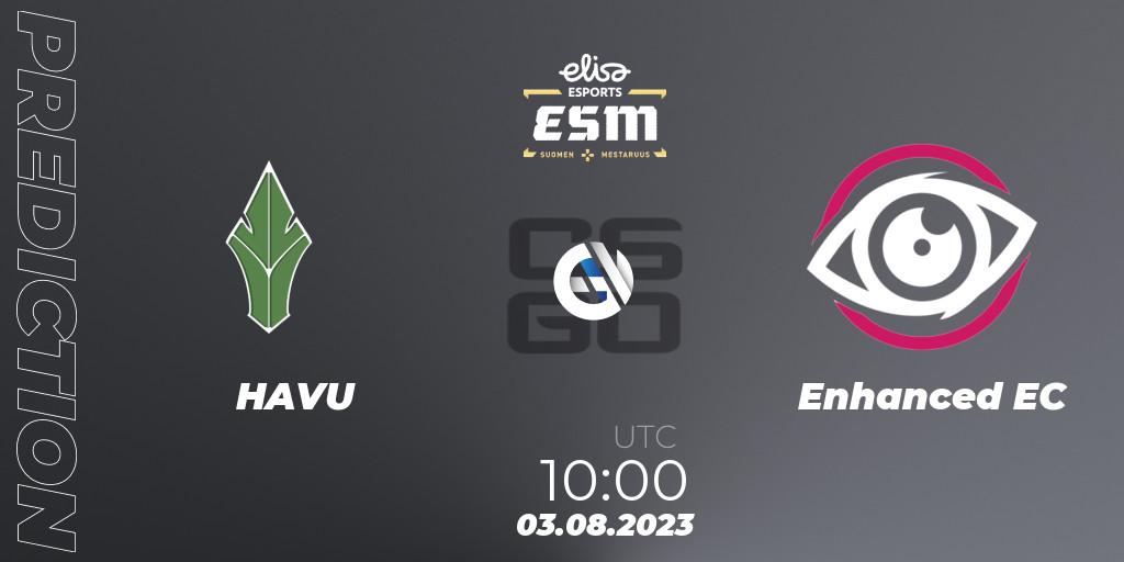 HAVU vs Enhanced EC: Match Prediction. 03.08.2023 at 10:00, Counter-Strike (CS2), Elisa Esports eSM 2023