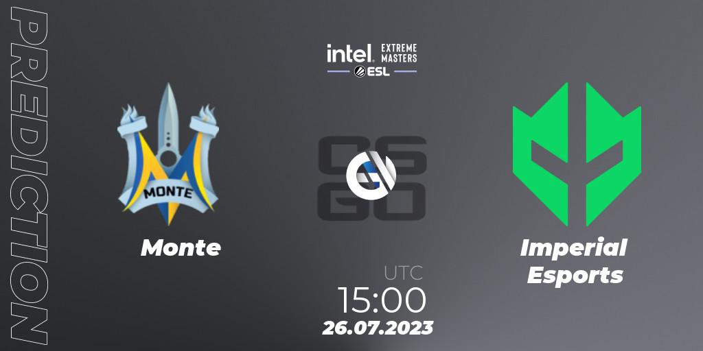 Monte vs Imperial Esports: Match Prediction. 26.07.2023 at 16:10, Counter-Strike (CS2), IEM Cologne 2023 - Play-In