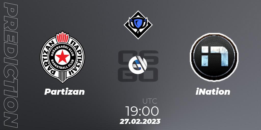 Partizan vs iNation: Match Prediction. 27.02.2023 at 19:00, Counter-Strike (CS2), RES Season 4