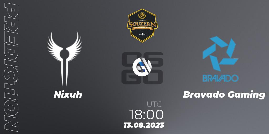 Nixuh vs Bravado Gaming: Match Prediction. 13.08.2023 at 18:00, Counter-Strike (CS2), SOUZERN Championship Series Season 1