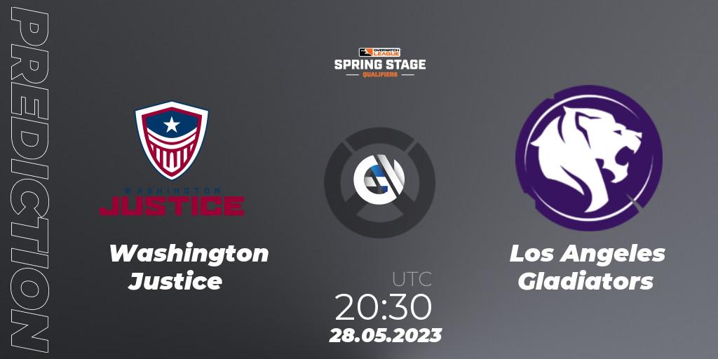 Washington Justice vs Los Angeles Gladiators: Match Prediction. 28.05.2023 at 20:30, Overwatch, OWL Stage Qualifiers Spring 2023 West