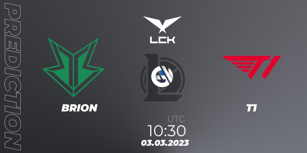BRION vs T1: Match Prediction. 03.03.2023 at 11:35, LoL, LCK Spring 2023 - Group Stage