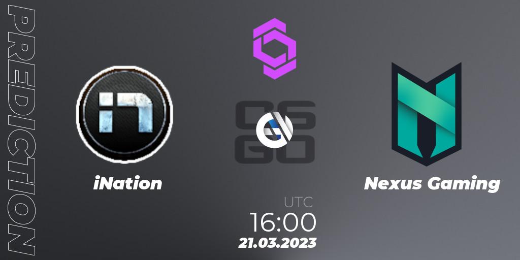 iNation vs Nexus Gaming: Match Prediction. 21.03.23, CS2 (CS:GO), CCT West Europe Series #2