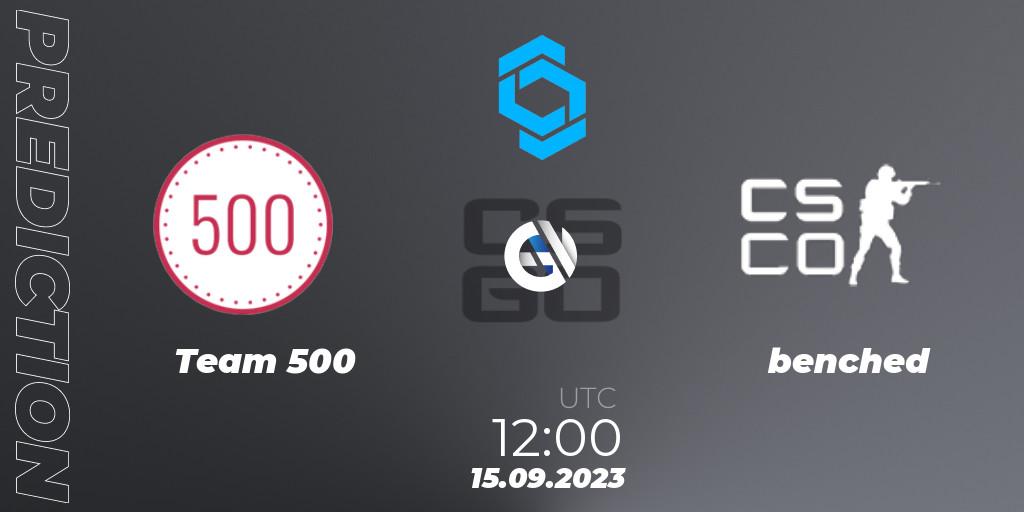 Team 500 vs benched: Match Prediction. 15.09.2023 at 12:00, Counter-Strike (CS2), CCT East Europe Series #2
