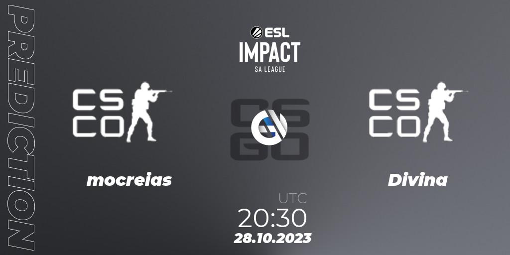 mocreias vs ex-Divina fe: Match Prediction. 28.10.2023 at 20:30, Counter-Strike (CS2), ESL Impact League Season 4: South American Division