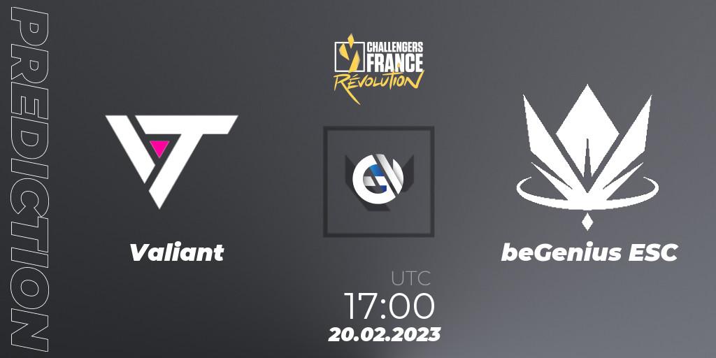 Valiant vs beGenius ESC: Match Prediction. 20.02.2023 at 17:00, VALORANT, VALORANT Challengers 2023 France: Revolution Split 1