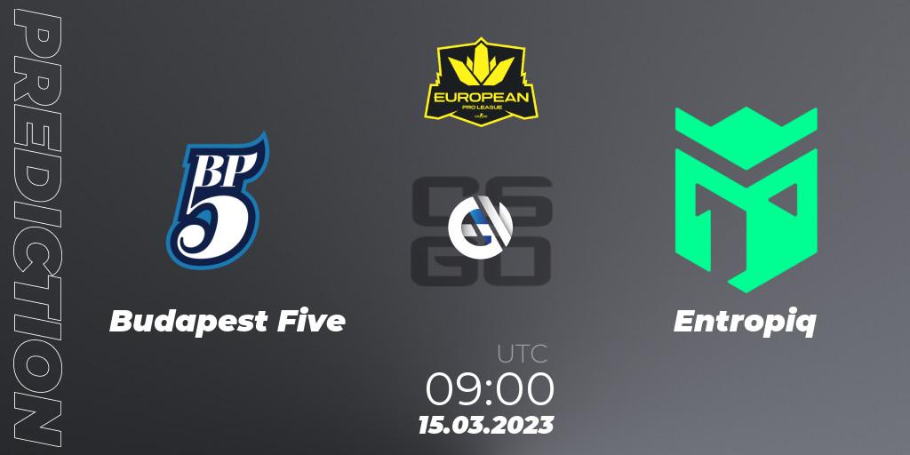 Budapest Five vs Entropiq: Match Prediction. 18.03.2023 at 14:30, Counter-Strike (CS2), European Pro League Season 7: Division 2