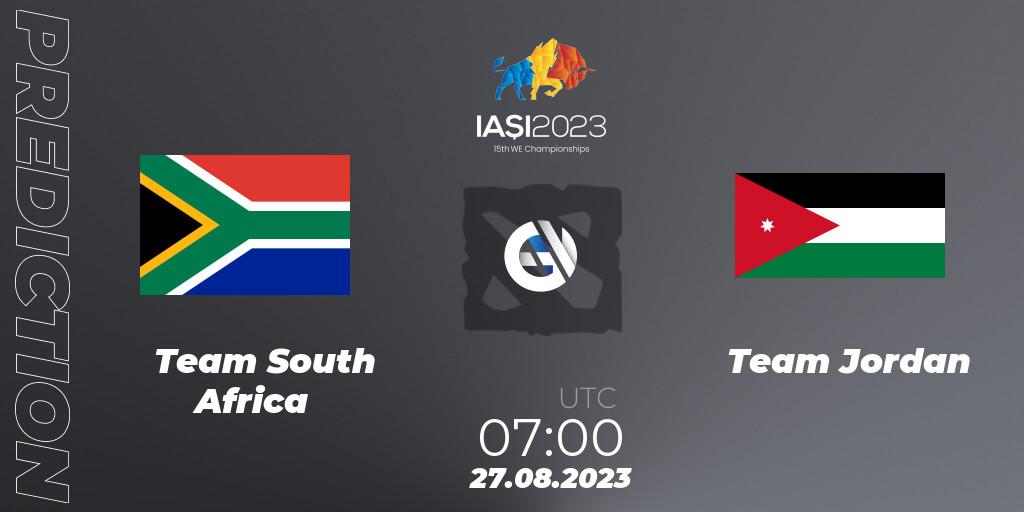 Team South Africa vs Team Jordan: Match Prediction. 27.08.2023 at 11:00, Dota 2, IESF World Championship 2023