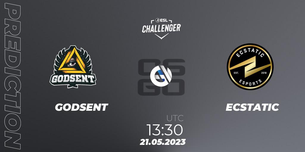 GODSENT vs ECSTATIC: Match Prediction. 21.05.2023 at 13:30, Counter-Strike (CS2), ESL Challenger Katowice 2023: European Qualifier
