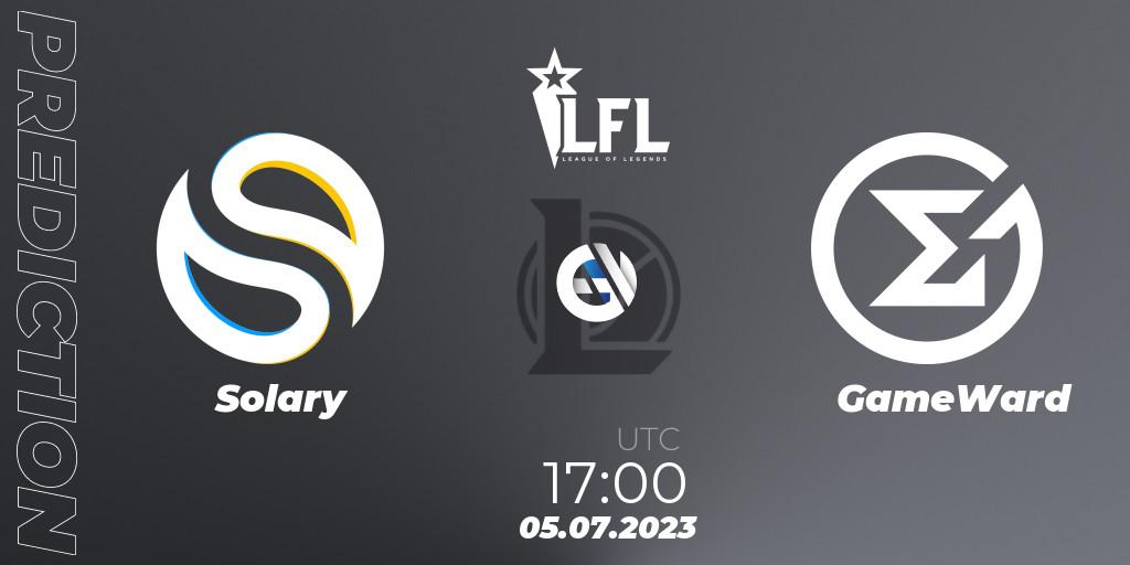 Solary vs GameWard: Match Prediction. 05.07.2023 at 16:00, LoL, LFL Summer 2023 - Group Stage