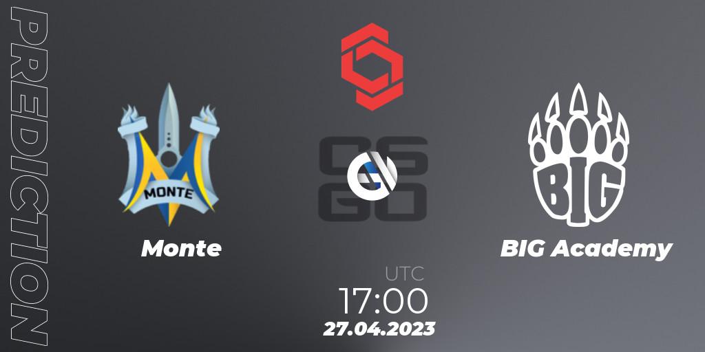 Monte vs BIG Academy: Match Prediction. 27.04.2023 at 17:25, Counter-Strike (CS2), CCT Central Europe Series #6