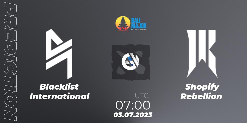 Blacklist International vs Shopify Rebellion: Match Prediction. 03.07.23, Dota 2, Bali Major 2023 - Group Stage