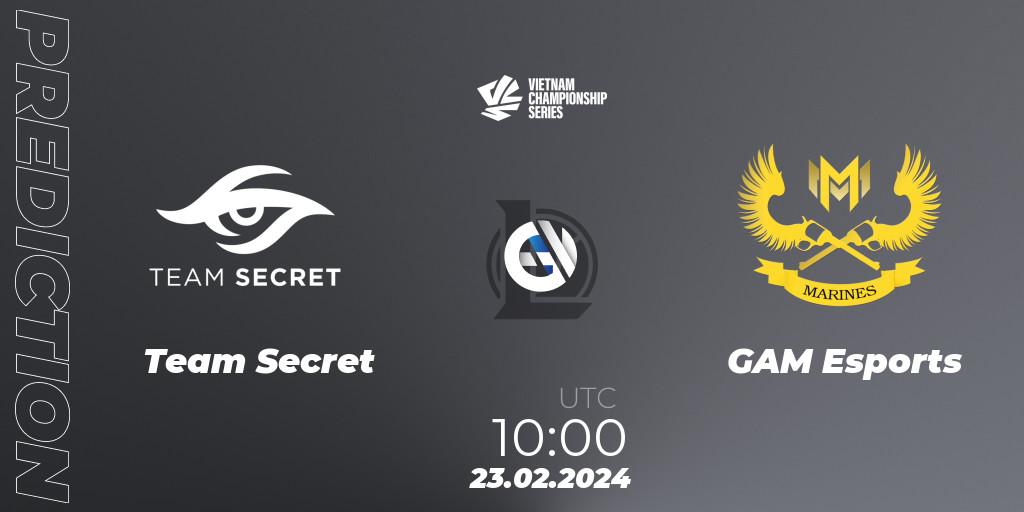 Team Secret vs GAM Esports: Match Prediction. 23.02.24, LoL, VCS Dawn 2024 - Group Stage