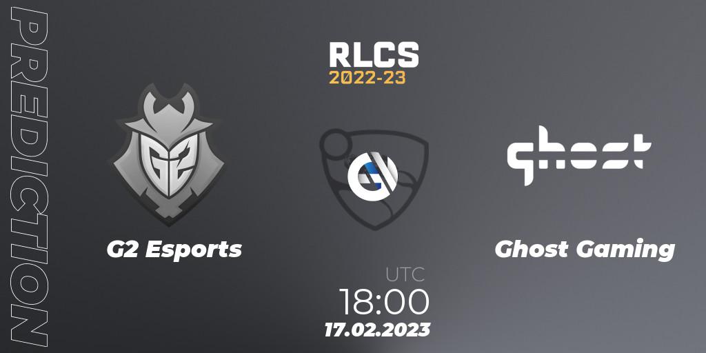 G2 Esports vs Ghost Gaming: Match Prediction. 17.02.2023 at 18:00, Rocket League, RLCS 2022-23 - Winter: North America Regional 2 - Winter Cup