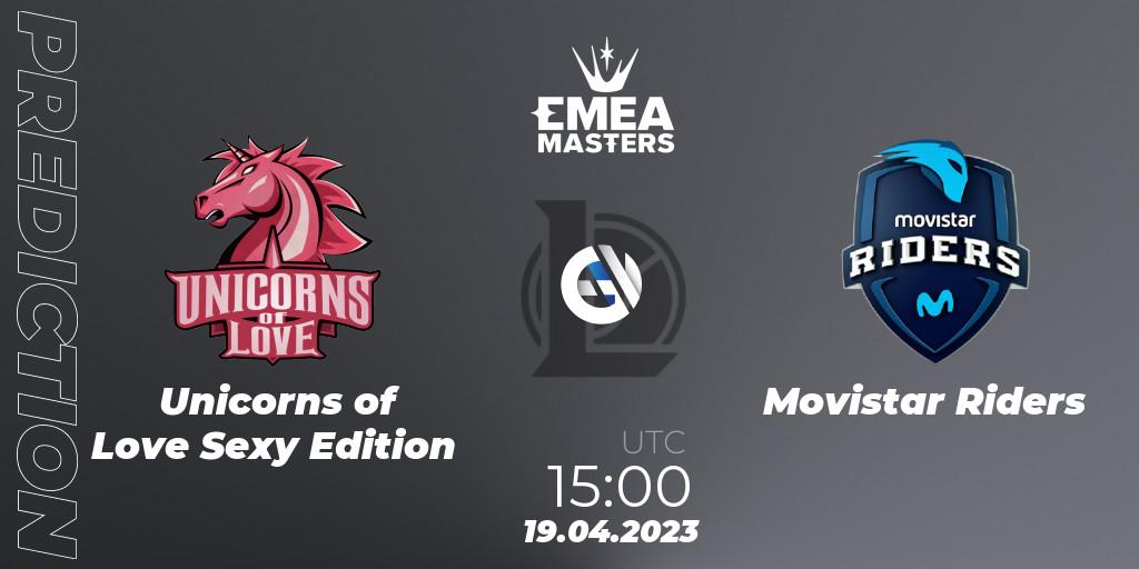 Unicorns of Love Sexy Edition vs Movistar Riders: Match Prediction. 19.04.2023 at 15:00, LoL, EMEA Masters Spring 2023 - Playoffs
