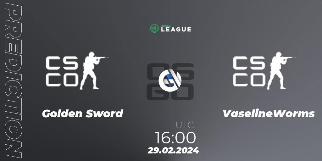 Golden Sword vs VaselineWorms: Match Prediction. 29.02.2024 at 16:00, Counter-Strike (CS2), ESEA Season 48: Advanced Division - Europe