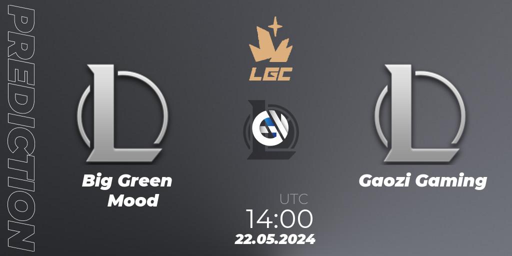 Big Green Mood vs Gaozi Gaming: Match Prediction. 22.05.2024 at 14:00, LoL, Legend Cup 2024