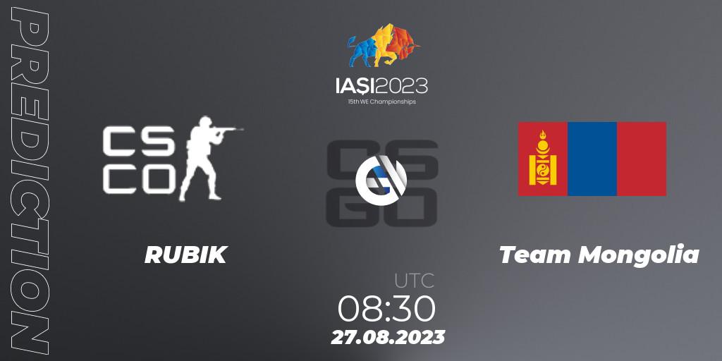 RUBIK vs Team Mongolia: Match Prediction. 27.08.2023 at 21:10, Counter-Strike (CS2), IESF World Esports Championship 2023