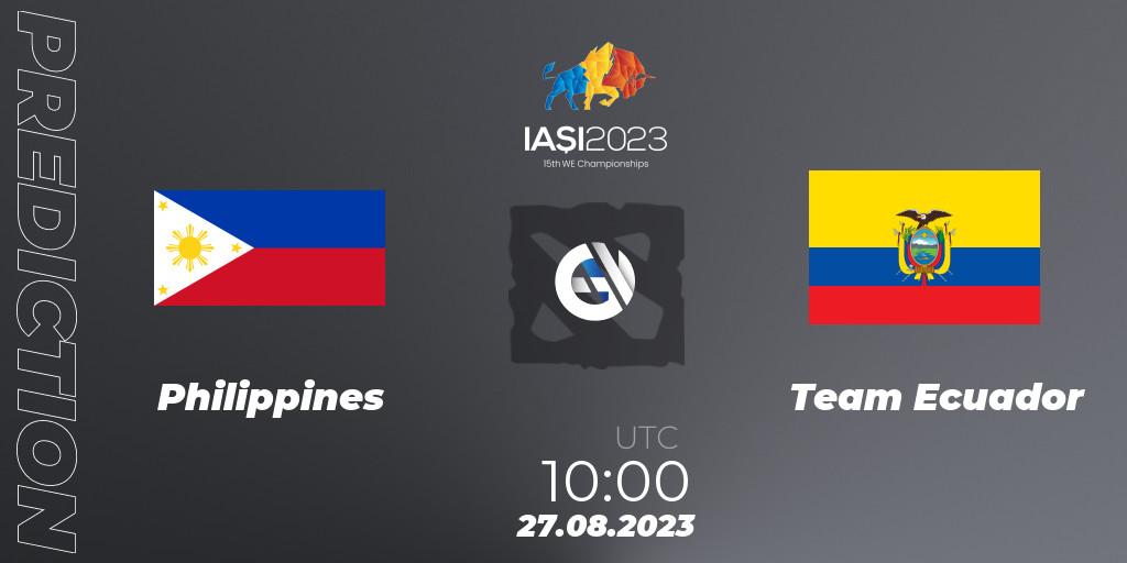 Philippines vs Team Ecuador: Match Prediction. 27.08.23, Dota 2, IESF World Championship 2023