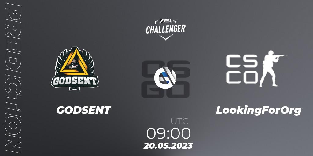 GODSENT vs LookingForOrg: Match Prediction. 20.05.2023 at 09:00, Counter-Strike (CS2), ESL Challenger Katowice 2023: European Qualifier
