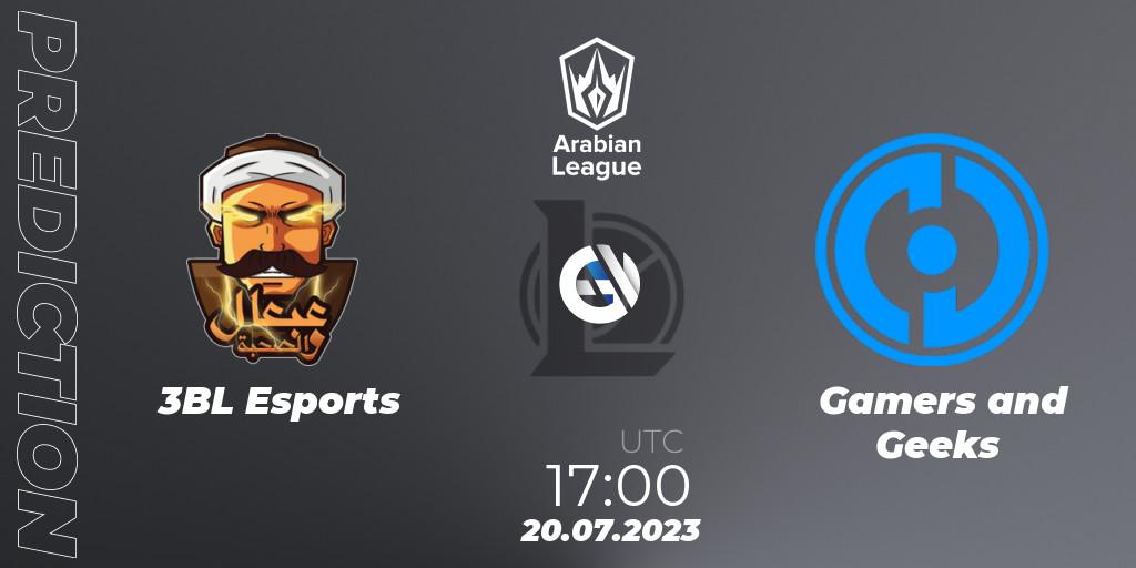 3BL Esports vs Gamers and Geeks: Match Prediction. 20.07.23, LoL, Arabian League Summer 2023 - Group Stage