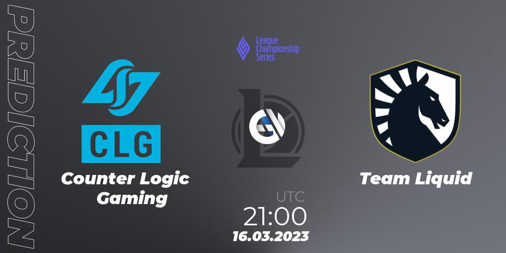 Counter Logic Gaming vs Team Liquid: Match Prediction. 16.02.2023 at 00:15, LoL, LCS Spring 2023 - Group Stage