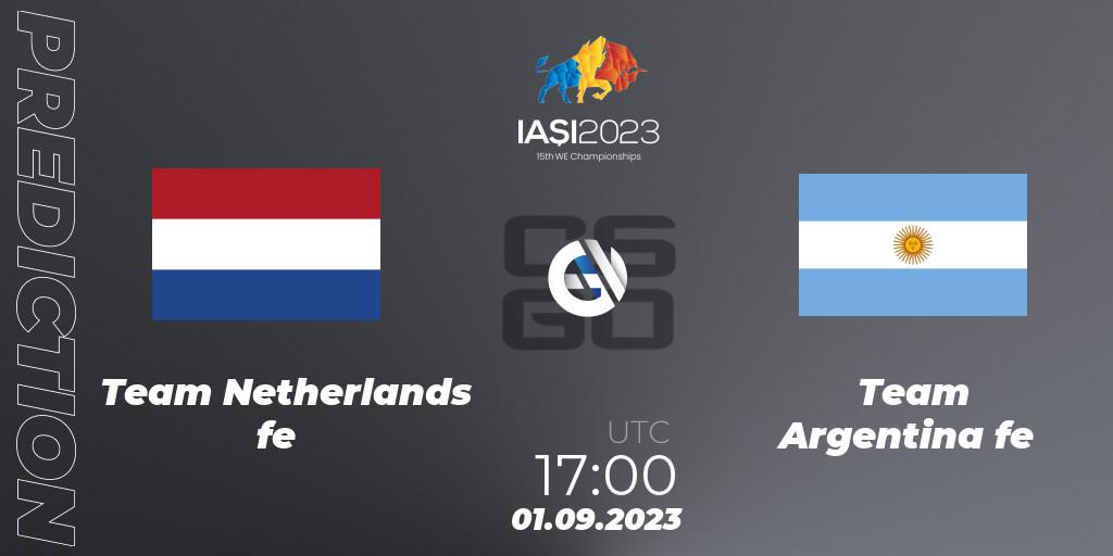 Team Netherlands fe vs Team Argentina fe: Match Prediction. 01.09.2023 at 19:00, Counter-Strike (CS2), IESF Female World Esports Championship 2023