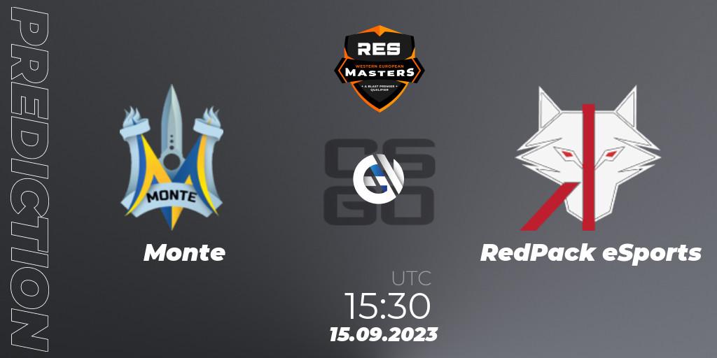Monte vs RedPack eSports: Match Prediction. 15.09.2023 at 14:45, Counter-Strike (CS2), RES Eastern European Masters: Fall 2023