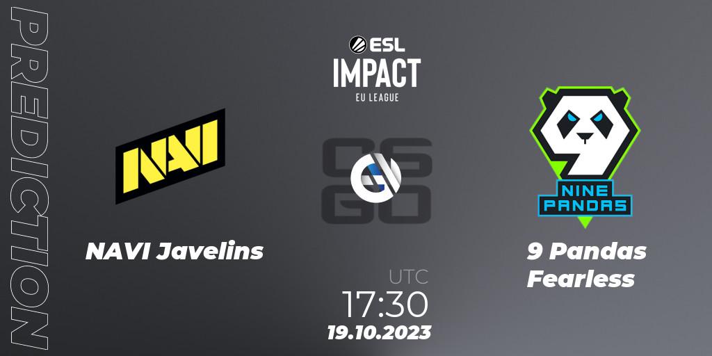 NAVI Javelins vs 9 Pandas Fearless: Match Prediction. 19.10.23, CS2 (CS:GO), ESL Impact League Season 4: European Division